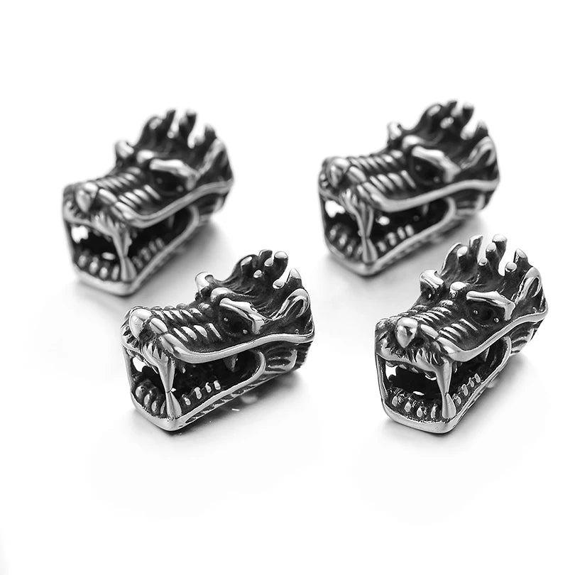 Pipitree DIY Vintage Stainless Steel Beads Claw Elephant Dragon Skull Beads Spacers Charms for Men Bracelet Jewelry Making