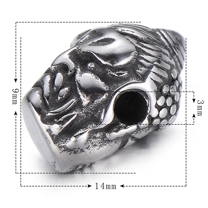 Pipitree DIY Vintage Stainless Steel Beads Claw Elephant Dragon Skull Beads Spacers Charms for Men Bracelet Jewelry Making