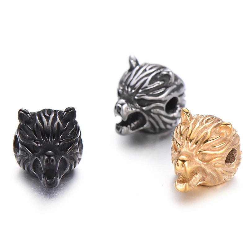 Pipitree DIY Vintage Stainless Steel Beads Claw Elephant Dragon Skull Beads Spacers Charms for Men Bracelet Jewelry Making