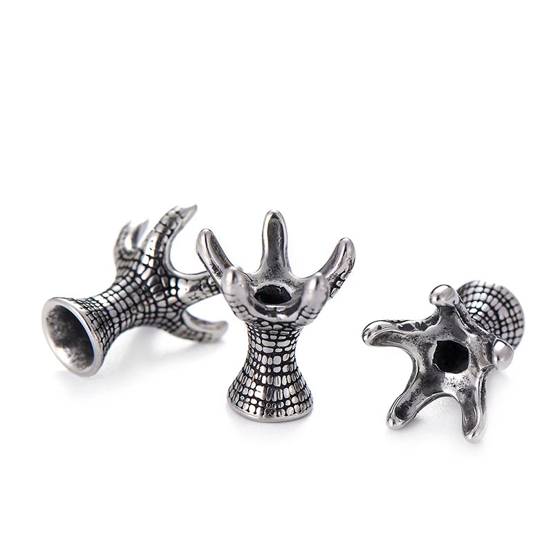 Pipitree DIY Vintage Stainless Steel Beads Claw Elephant Dragon Skull Beads Spacers Charms for Men Bracelet Jewelry Making