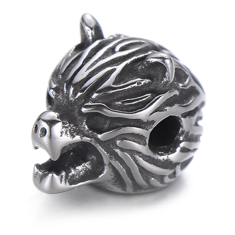 Pipitree DIY Vintage Stainless Steel Beads Claw Elephant Dragon Skull Beads Spacers Charms for Men Bracelet Jewelry Making