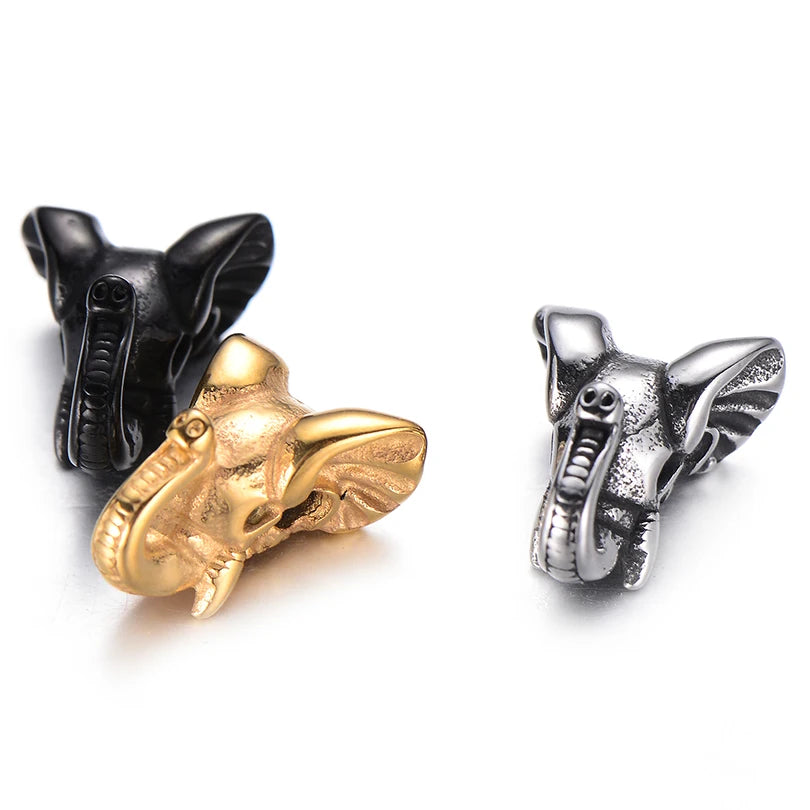 Pipitree DIY Vintage Stainless Steel Beads Claw Elephant Dragon Skull Beads Spacers Charms for Men Bracelet Jewelry Making