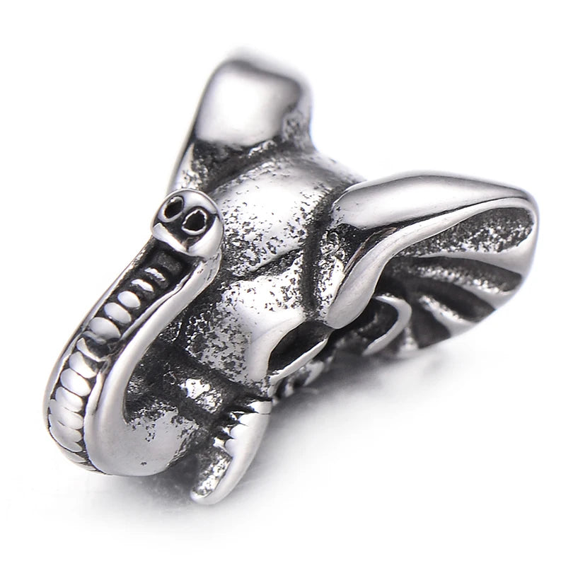 Pipitree DIY Vintage Stainless Steel Beads Claw Elephant Dragon Skull Beads Spacers Charms for Men Bracelet Jewelry Making