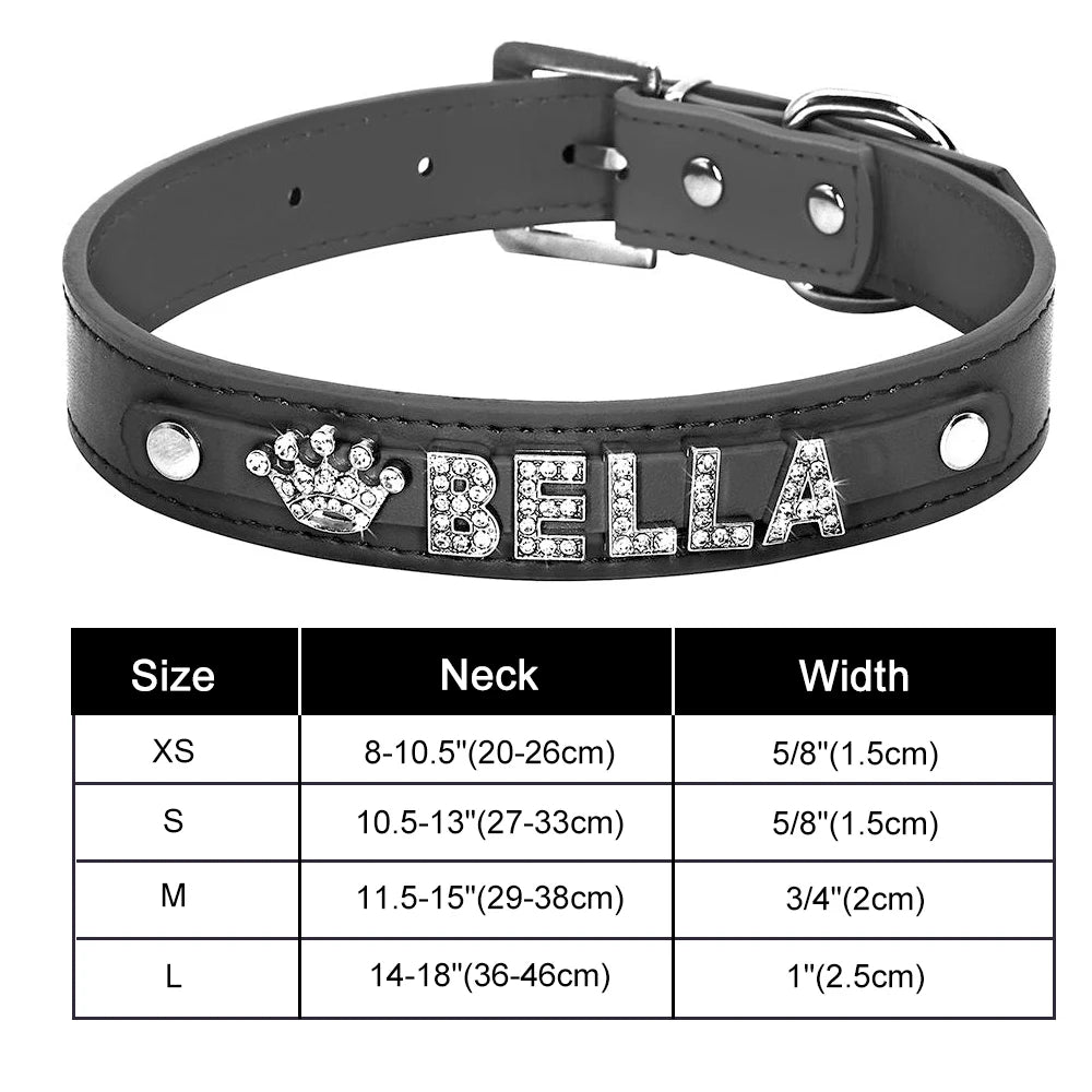 Bling Dog Accessories Collars Personalized Leather Small Puppy Cat Chihuahua Collar Custom DIY Name Necklace Free Charms Pendant