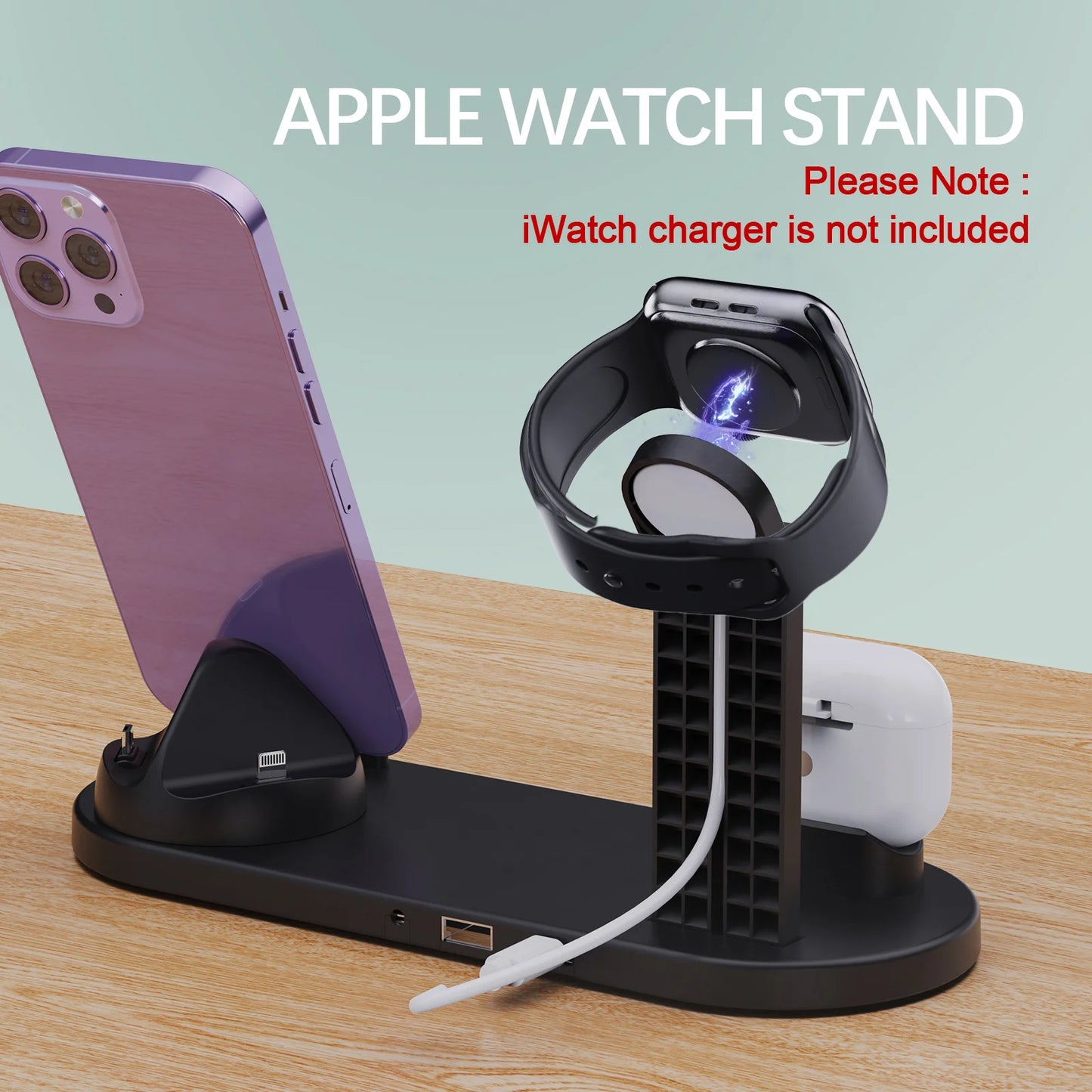 6 In 1 Wireless Charger Stand Pad For iPhone 15 14 13 12  X Apple Watch Airpods Desk Phone Chargers Fast Charging Dock Station