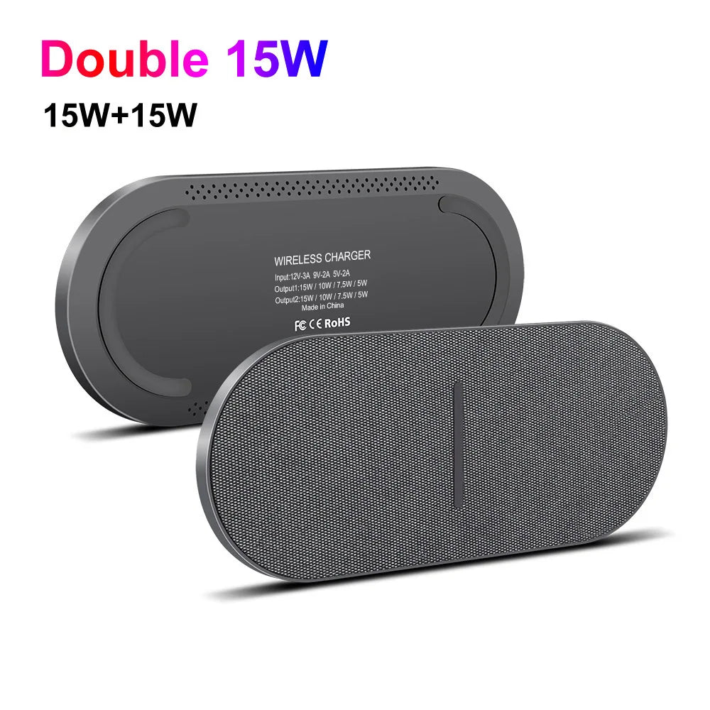 2 in 1 40W Wireless Charging Station for iPhone 16 15 14 13 12 11 XS Airpods 3 Pro 20W Fast Dual Charger Pad For Samsung S23 S24