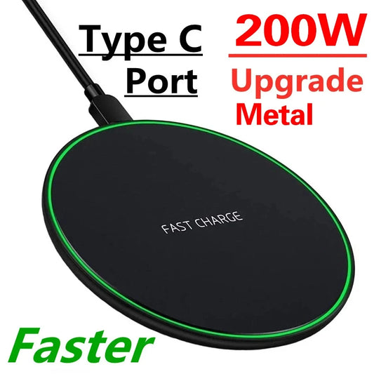 200W Wireless Charger Pad For iPhone 14 13 12 15 16Pro XS Max Induction Fast Wireless Charging Station For Samsung Xiaomi Huawei